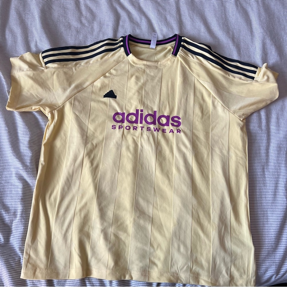 Adidas Women's Cream and Purple Sportswear Jersey